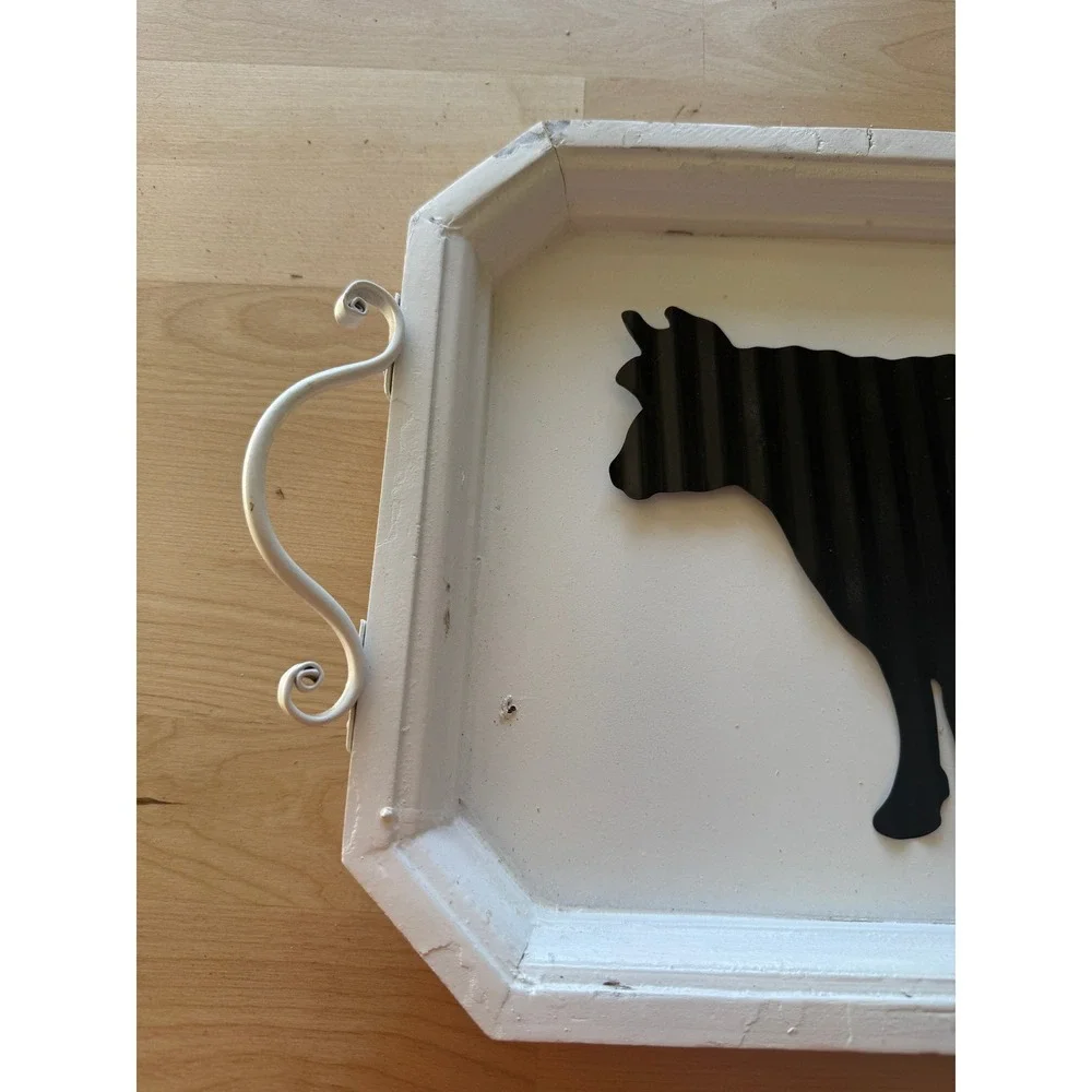 Vintage Cow Wall Decor Tray Metal‎ Western Farmhouse Rustic
